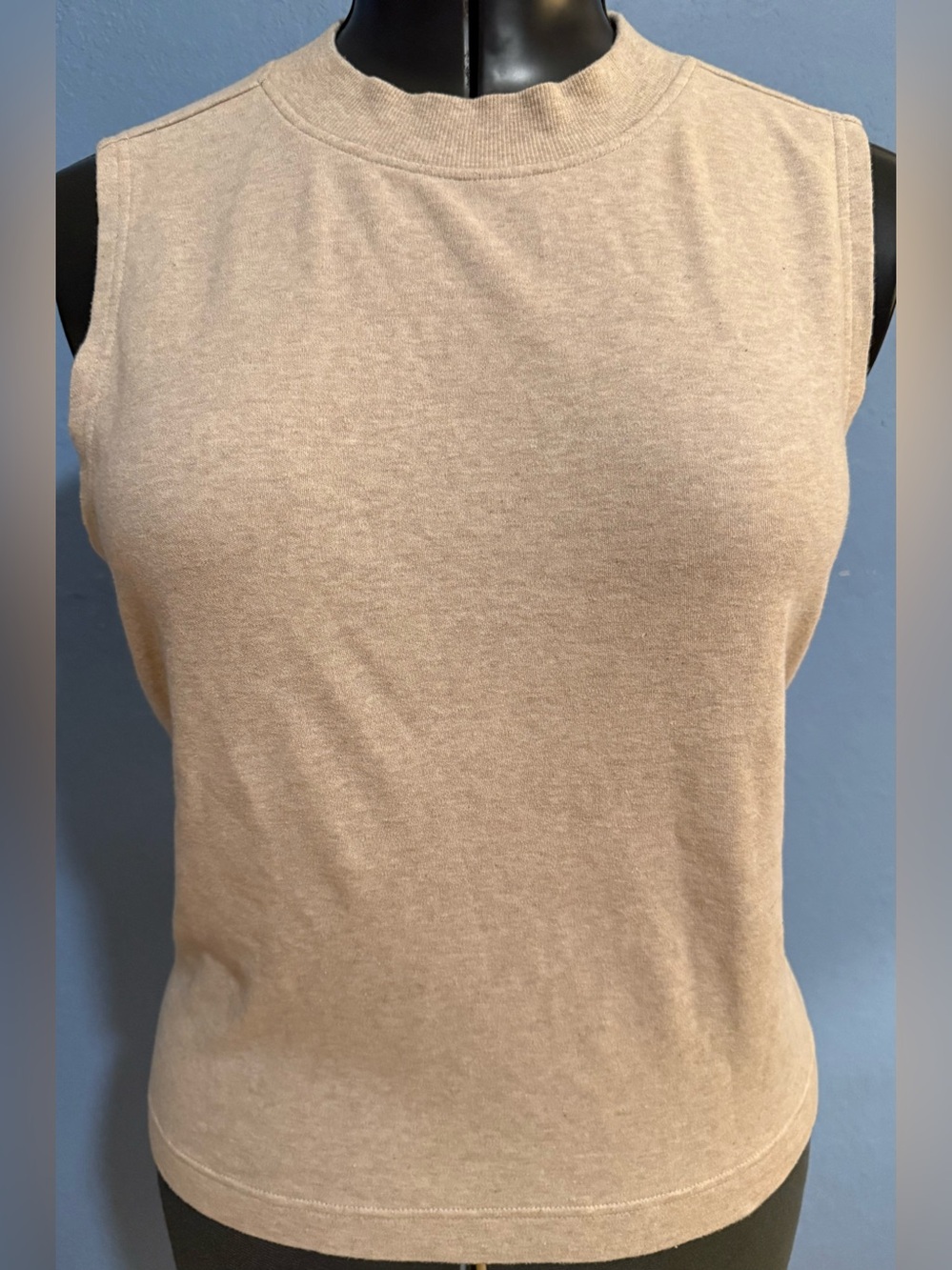 Pact L Airplane Mock Neck Shell Heather Wheat 100% Organic Cotton Tank Top